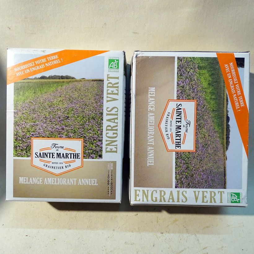 Exemplo de amostra de Mistura melhoradora anual biológica para 50 m² - Ferme de Sainte Marthe o saco de sementes de 500 gramas tal como entregue