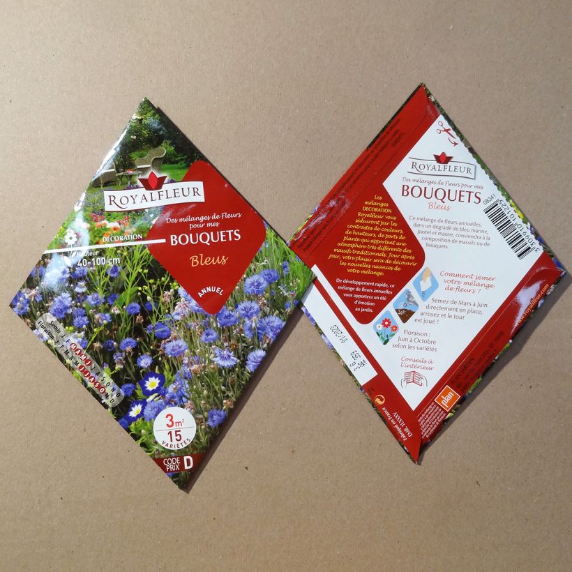 Exemplo de amostra de Mistura de flores azuis para ramo, para semear - Saqueta 3 m² o saco de sementes de 3 gramas tal como entregue