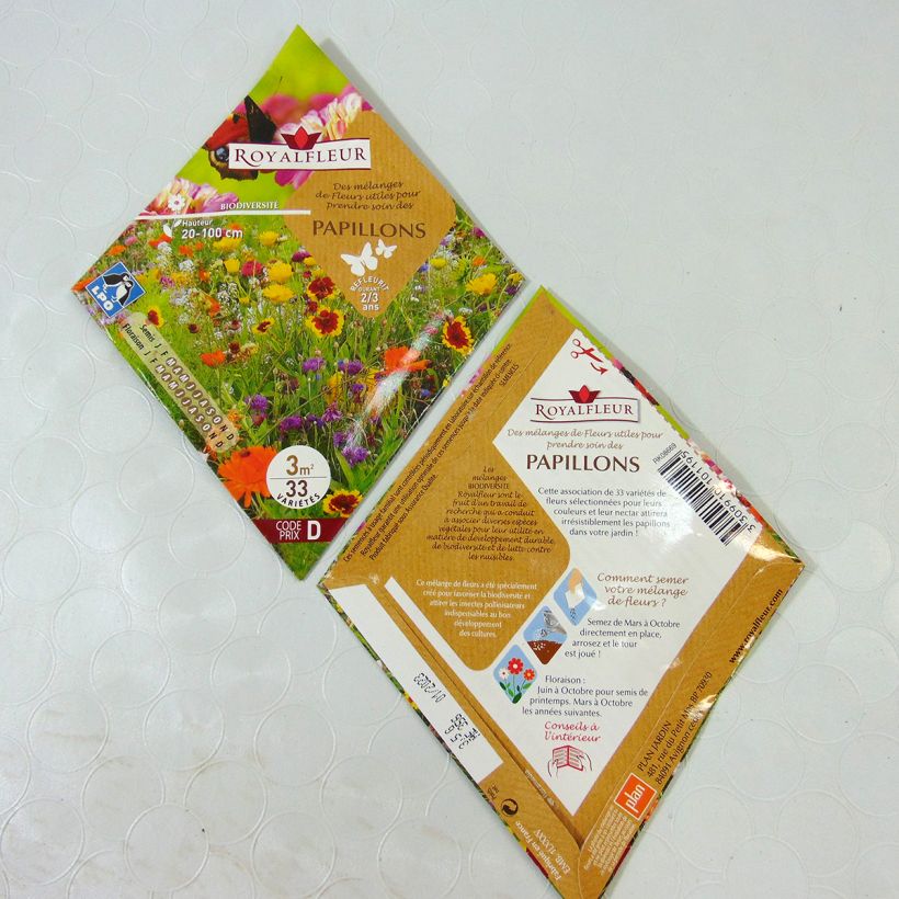 Exemplo de amostra de Mistura para atrair borboletas - Saco 3 m² o saco de sementes de 3.5 gramas tal como entregue