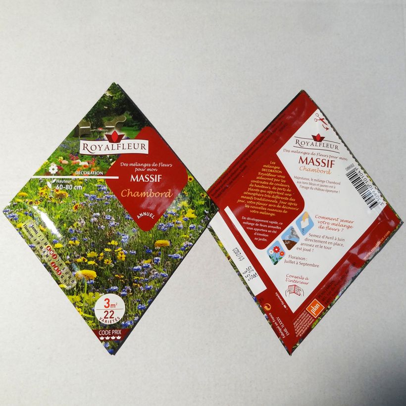 Exemplo de amostra de Mistura para maciço Chambord - Saqueta 3 m² o saco de sementes de 3.5 gramas tal como entregue