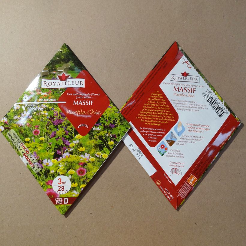 Exemplo de amostra de Mistura para maciço Purple Chic - Saqueta 3 m² o saco de sementes de 3.5 gramas tal como entregue