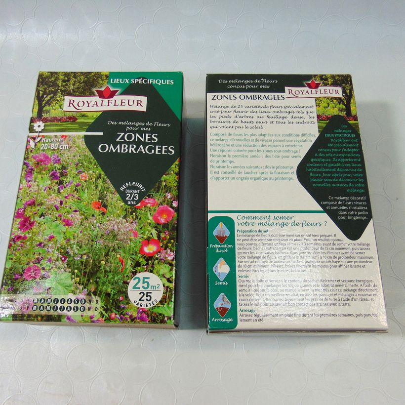 Exemplo de amostra de Mistura para zonas sombreadas - Caixa 25 m² o saco de sementes de 40 gramas tal como entregue