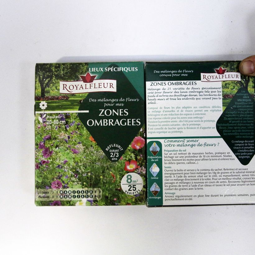 Exemplo de amostra de Mistura para zonas sombreadas - Caixa para 8 m² o saco de sementes de 14 gramas tal como entregue