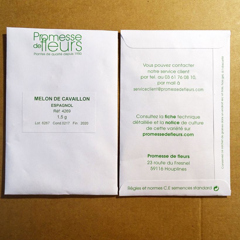 Exemplo de amostra de Melon Cavaillon espagnol (ovale) per 1,5 g seed pack tal como entregue
