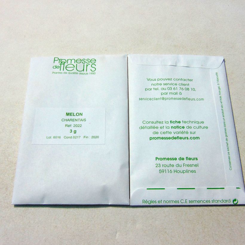 Exemplo de amostra de Melon Charentais - Cucumis melo o saco de 75 sementes aproximadamente (3g) tal como entregue