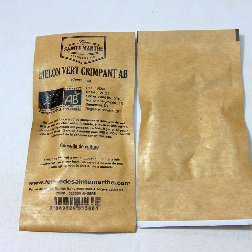 Exemplo de amostra de Melon vert grimpant Bio - Ferme de Sainte Marthe per pack of 15 seeds tal como entregue