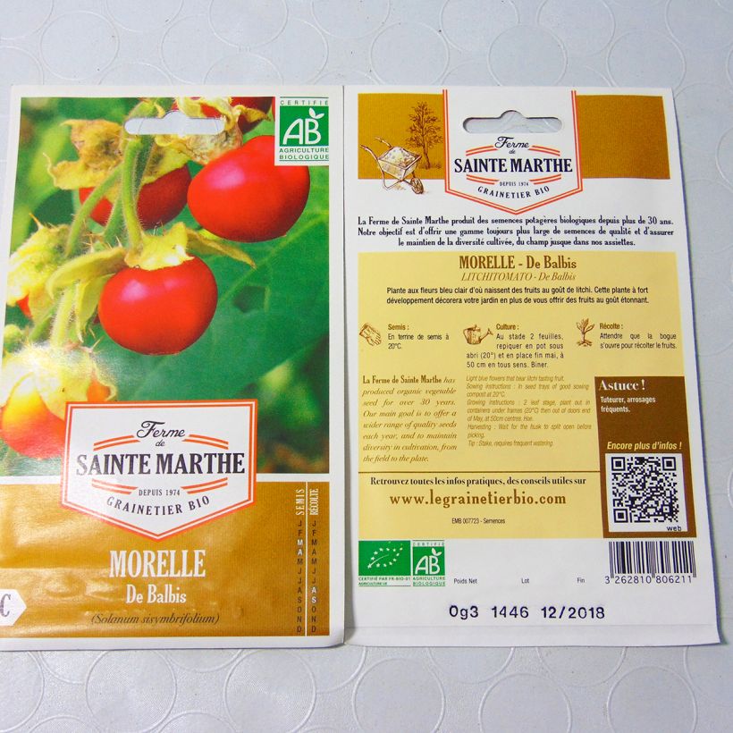 Exemplo de amostra de Morelle de Balbis Bio - Ferme de Sainte Marthe per pack of 70 seeds tal como entregue