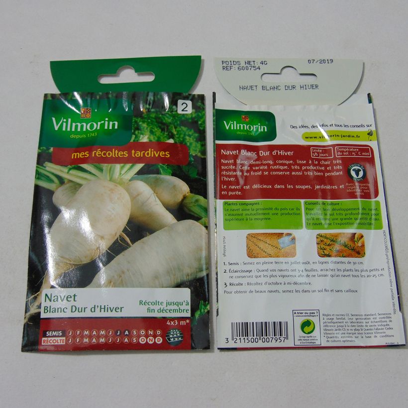 Exemplo de amostra de Navet Blanc Dur d'Hiver - Vilmorin die Tüte mit 1600 Samen (4g) tal como entregue