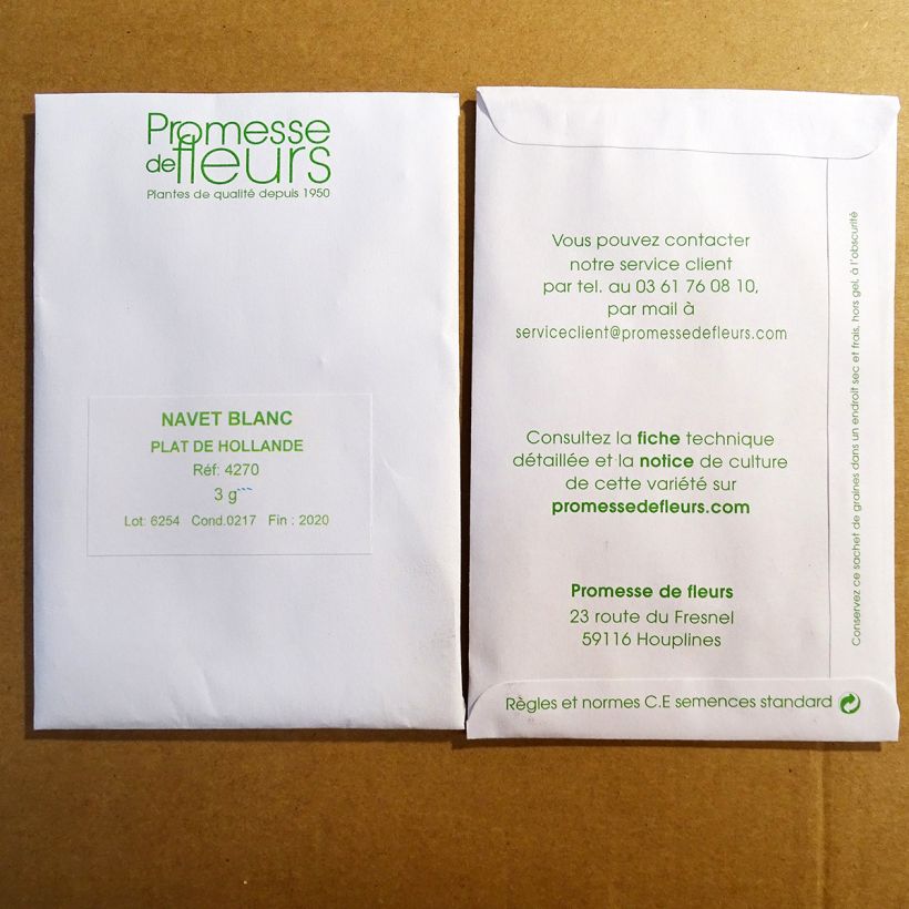 Exemplo de amostra de Navet Blanc plat de Hollande per pack of 1200 seeds (3g) tal como entregue