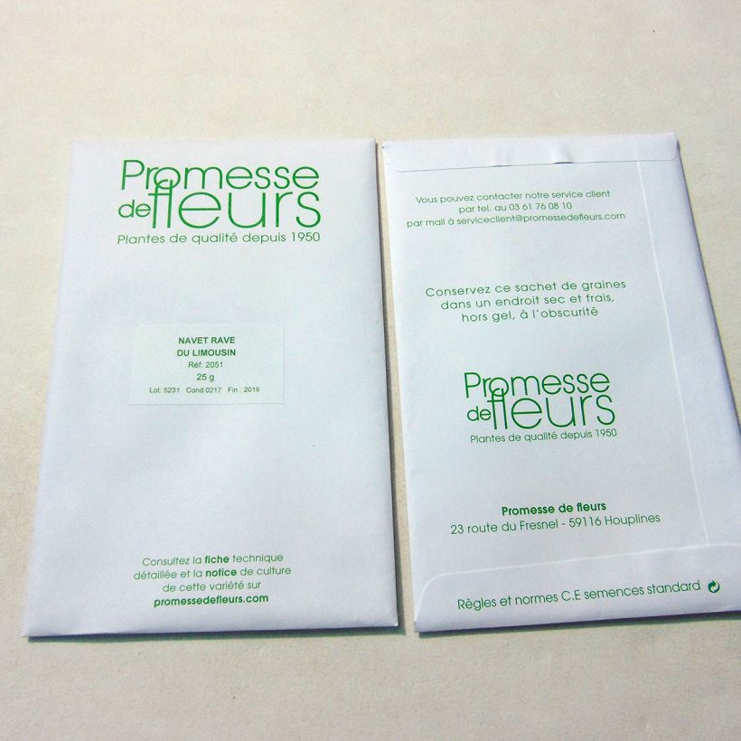 Exemplo de amostra de Navet Rave du Limousin - Brassica rapa per pack of 7500 seeds (25g) tal como entregue