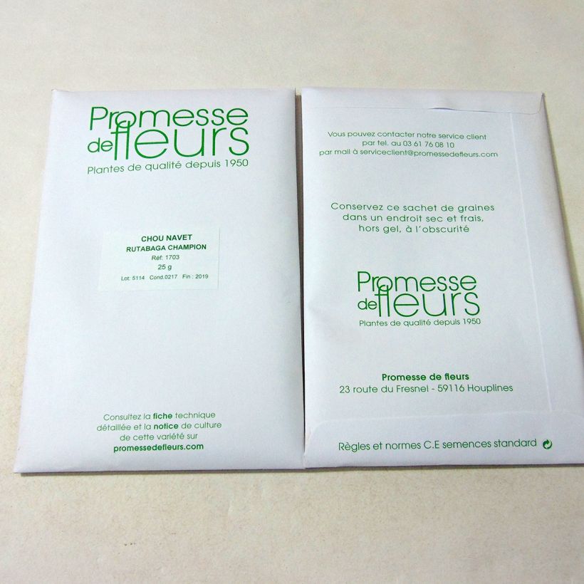 Exemplo de amostra de Navet Rutabaga Champion die Tüte mit 7500 Samen (25g) tal como entregue