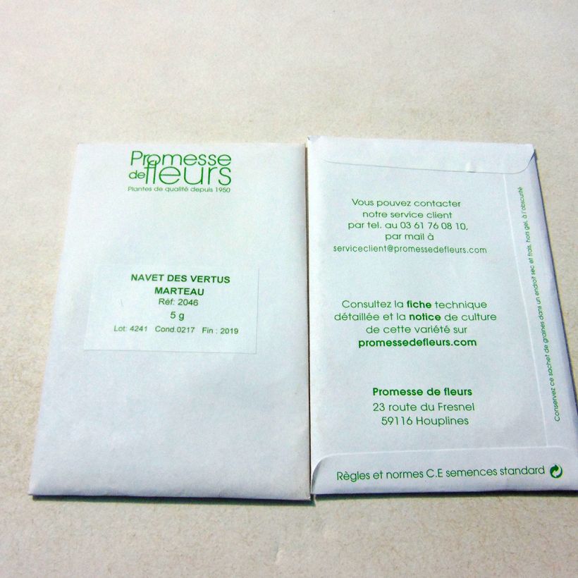 Exemplo de amostra de Navet des Vertus Marteau - Brassica rapa o saco de 2000 sementes aproximadamente (5g) tal como entregue