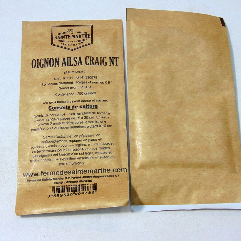 Exemplo de amostra de Cebola Ailsa Craig Ferme de Sainte Marthe o saco de 250 sementes aproximadamente tal como entregue
