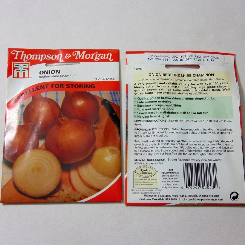 Exemplo de amostra de Oignon Bedfordshire Champion - Allium cepa die Tüte mit 250 Samen tal como entregue