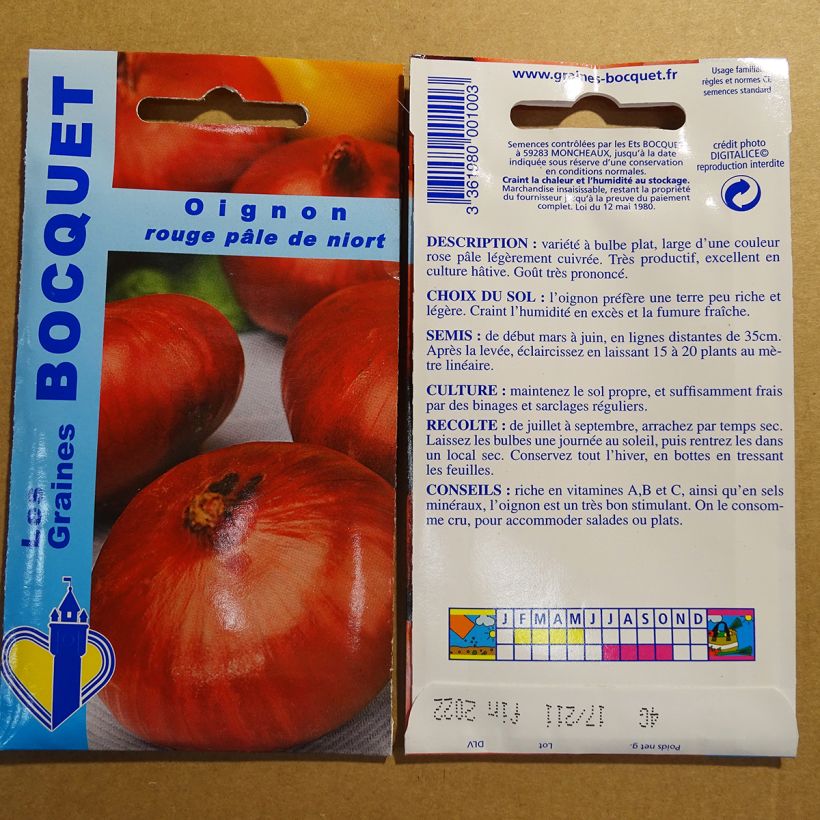 Exemplo de amostra de Oignon Rouge Pâle de Niort (Roja de Niort) - Allium cepa per pack of 1000 seeds (4g) tal como entregue