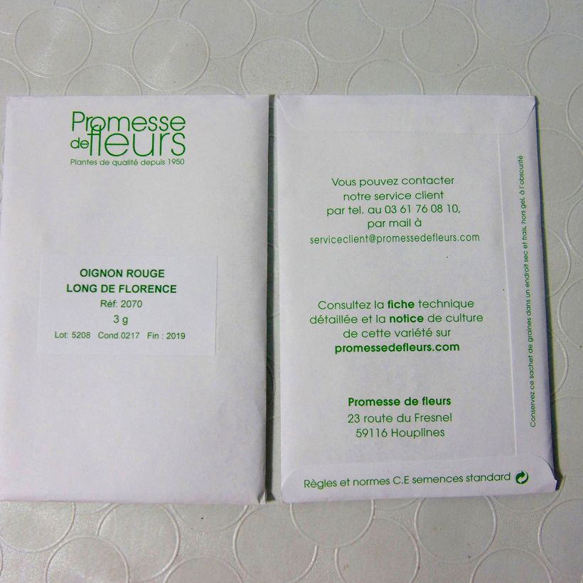 Exemplo de amostra de Oignon Rouge long de Florence - Allium cepa per pack of 600 seeds (3g) tal como entregue