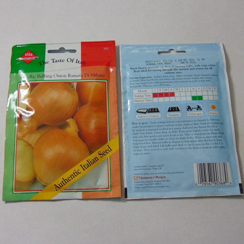 Exemplo de amostra de Oignon jaune Ramata di Milano - Allium cepa die Tüte mit 1400 Samen tal como entregue