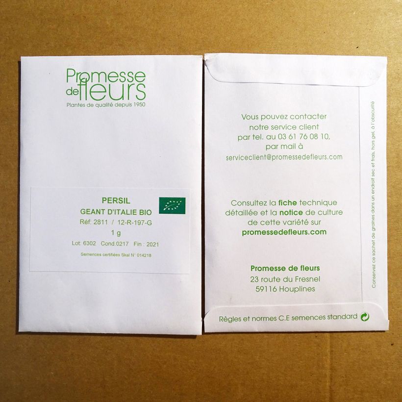 Exemplo de amostra de Persil Géant d'Italie Bio - Graines o saco de 2500 sementes aproximadamente (5g) tal como entregue