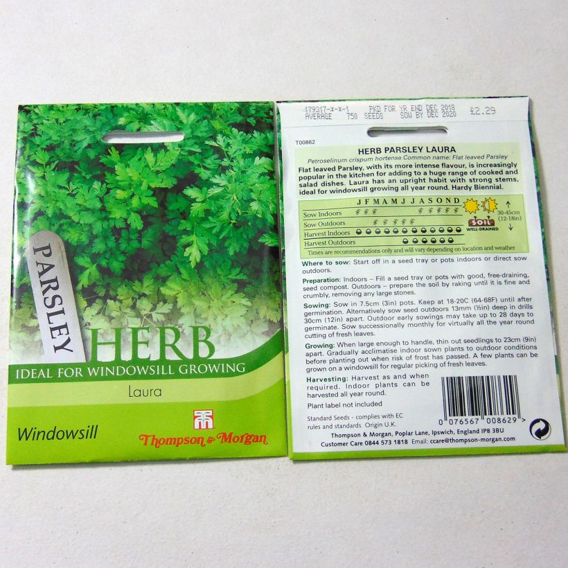 Exemplo de amostra de Persil plat Laura die Tüte mit 750 Samen tal como entregue