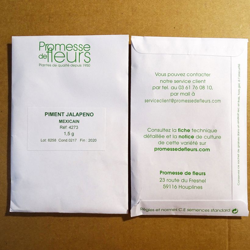 Exemplo de amostra de Piment Jalapeno mexicain die Tüte mit 180 Samen (1,5g) tal como entregue