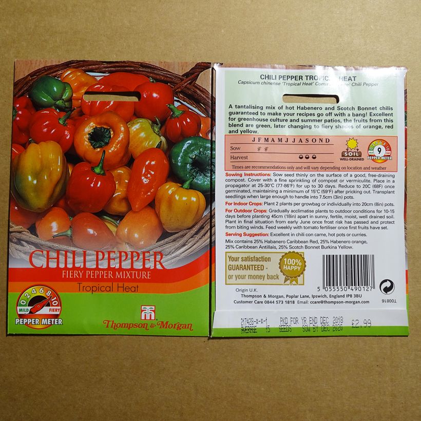 Exemplo de amostra de Piment Tropical Heat - Capsicum annuum per pack of 20 seeds tal como entregue