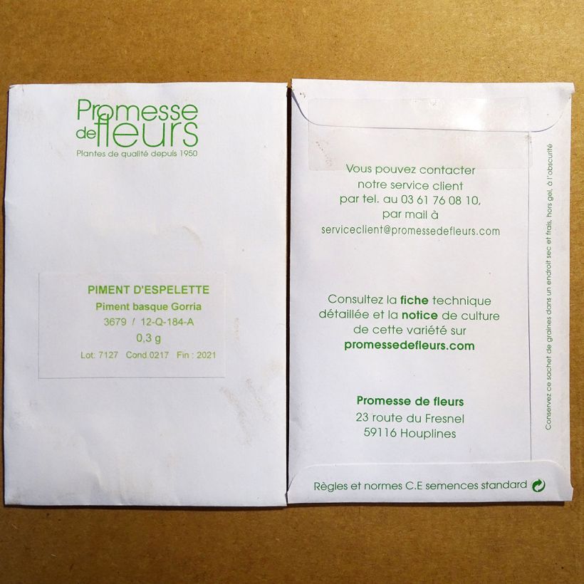 Exemplo de amostra de Piment d'Espelette - Piment Basque Gorria o saco de 25 sementes aproximadamente tal como entregue