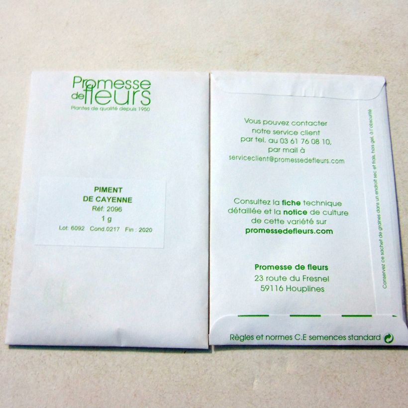 Exemplo de amostra de Piment de Cayenne - Capsicum frutescens o saco de 110 sementes aproximadamente (1g) tal como entregue