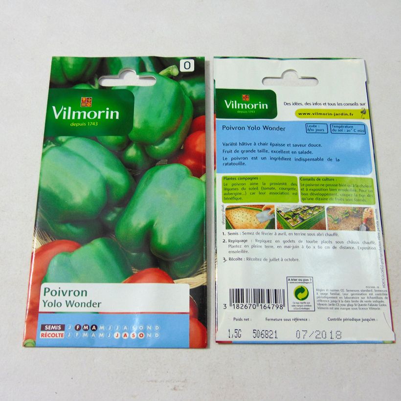 Exemplo de amostra de Piment doux d'Espagne Yolo Wonder - Poivron - Vilmorin per pack of 180 seeds (1,5g) tal como entregue