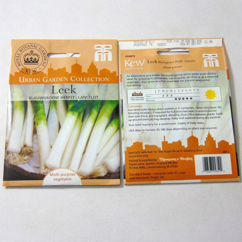 Exemplo de amostra de Poireau Lancelot die Tüte mit 250 Samen tal como entregue