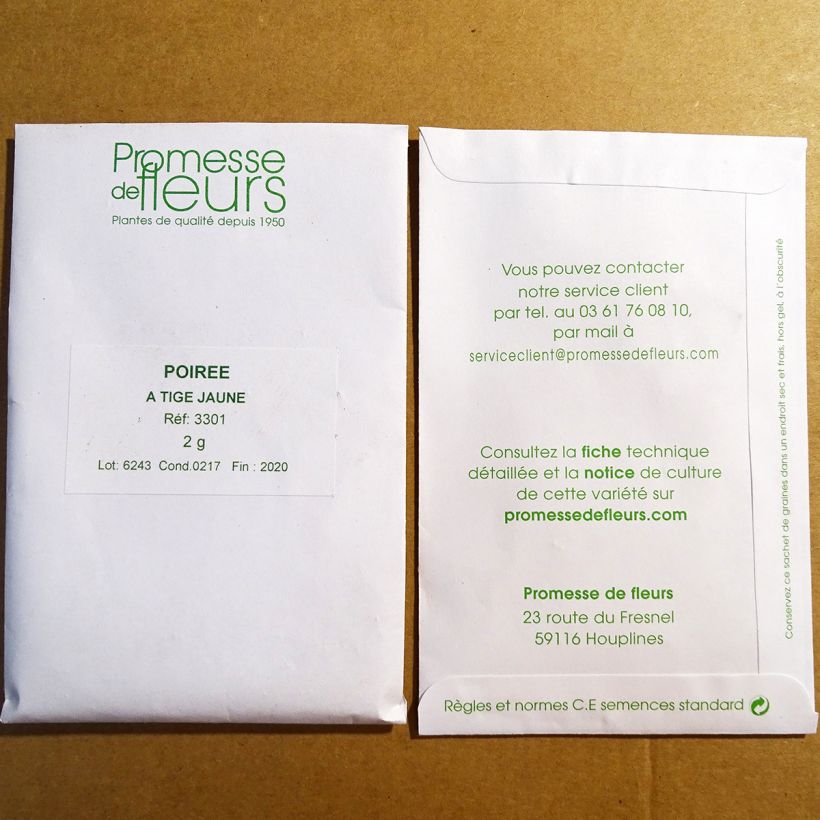Exemplo de amostra de Poirée à tige jaune per pack of 80 seeds (2g) tal como entregue