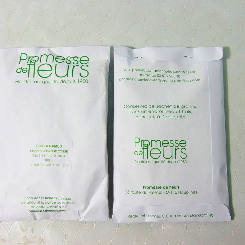 Exemplo de amostra de Pois à rames Express à longue cosse (Le Généreux) - Pisum sativum o saco de 250-350 sementes aproximadamente (100g) tal como entregue