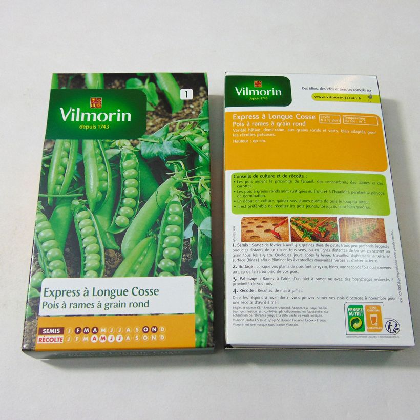 Exemplo de amostra de Pois à rames Express à longue cosse (Le Généreux) - Vilmorin per pack of 400 seeds (200g) tal como entregue