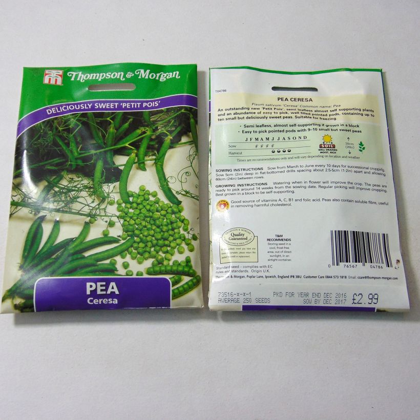 Exemplo de amostra de Pois nain Ceresa   die Tüte mit 250 Samen tal como entregue