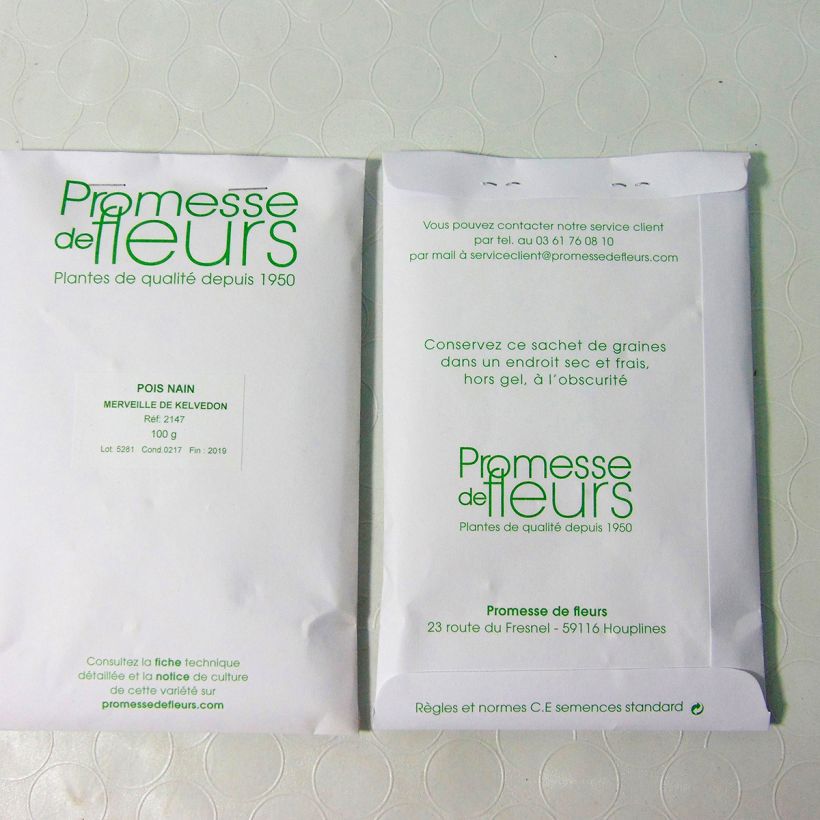 Exemplo de amostra de Pois nain Merveille de Kelvedon (grains ridés ) - Pisum sativum o saco de 250-350 sementes aproximadamente (100g) tal como entregue