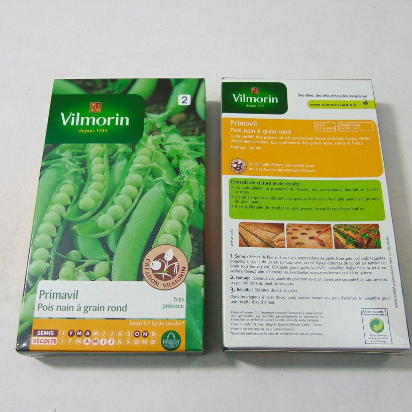 Exemplo de amostra de Pois nain Primavil à grain rond - Création Vilmorin die Tüte mit 600 Samen (200g) tal como entregue