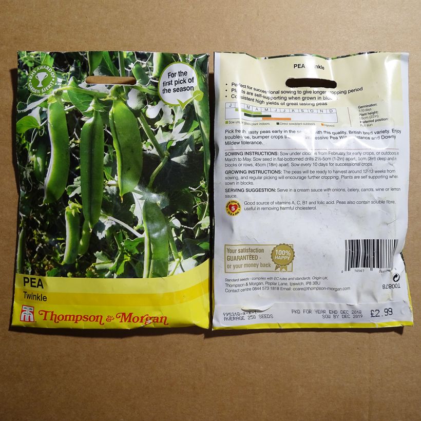 Exemplo de amostra de Pois nain Twinkle die Tüte mit 250 Samen tal como entregue