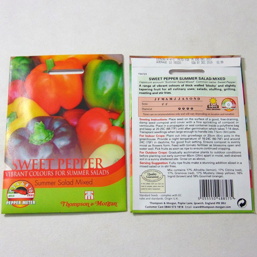 Exemplo de amostra de Poivron Summer Salad Mixed - Capsicum annuum per pack of 14 seeds tal como entregue