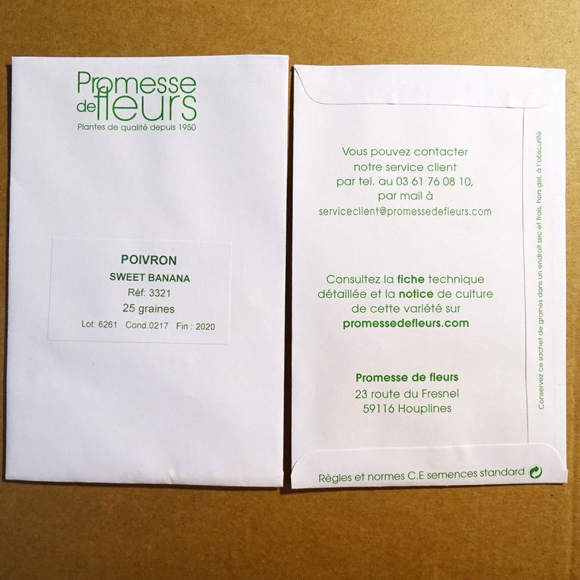 Exemplo de amostra de Poivron Sweet Banana Jaune Clair per pack of 25 seeds (0,5g) tal como entregue