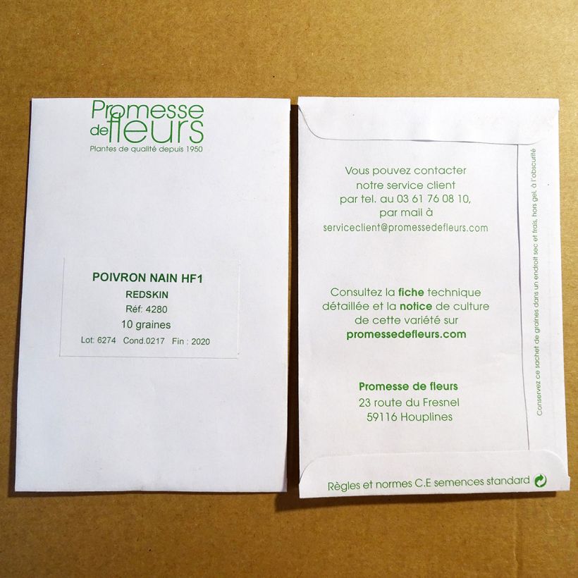 Exemplo de amostra de Poivron nain Redskin F1 per pack of 10 seeds tal como entregue