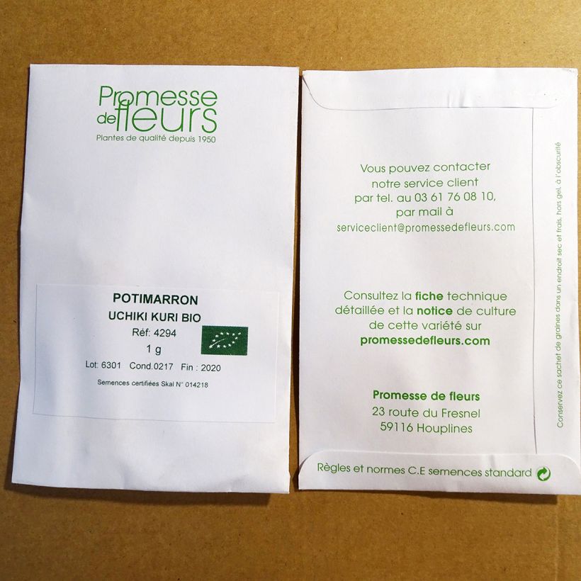 Exemplo de amostra de Potiron Potimarron Uchiki Kuri BIO die Tüte mit 10 ? 15 Samen (2g) tal como entregue