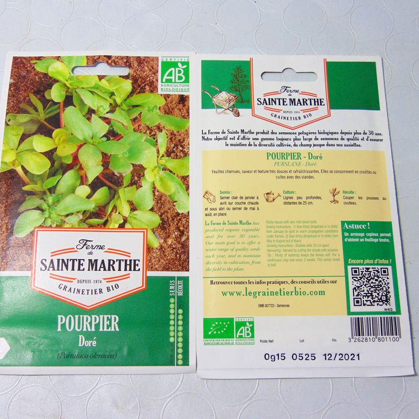 Exemplo de amostra de Pourpier Doré Bio - Ferme de Sainte Marthe per pack of 300 seeds tal como entregue