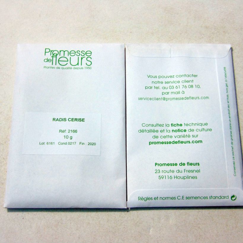 Exemplo de amostra de Radis Cerise - Raphanus sativus o saco de 1000 sementes aproximadamente (10g) tal como entregue