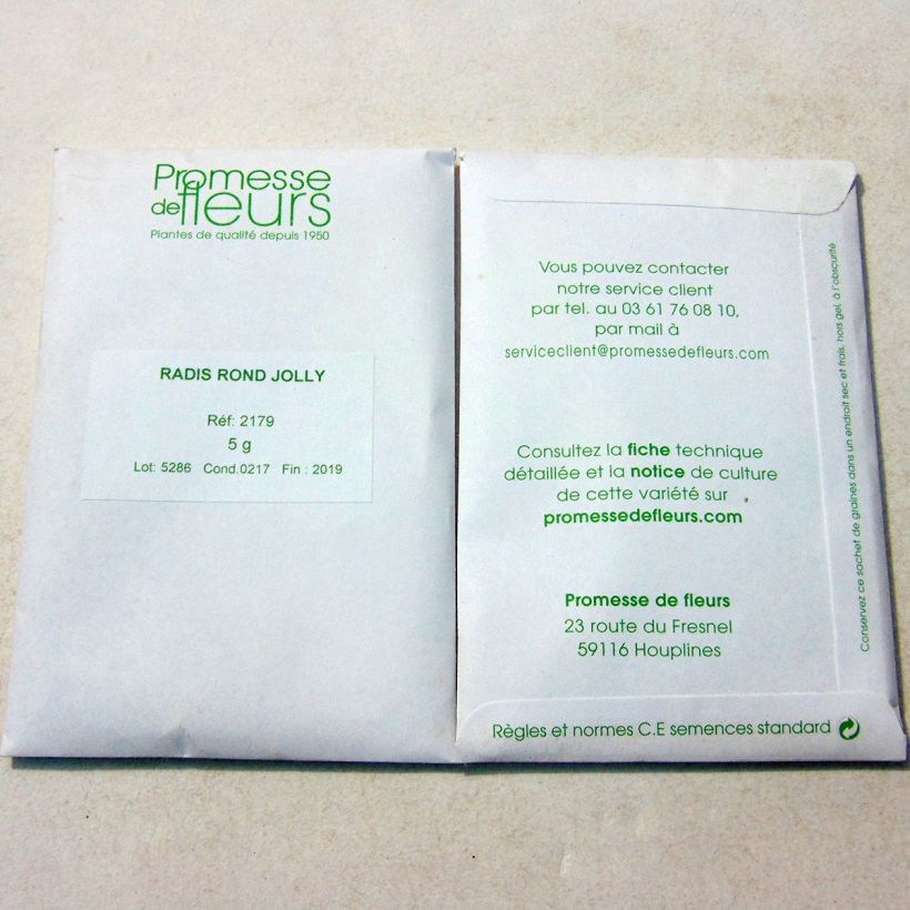 Exemplo de amostra de Radis Rond Jolly - Raphanus sativus die Tüte mit 500 Samen (5g) tal como entregue
