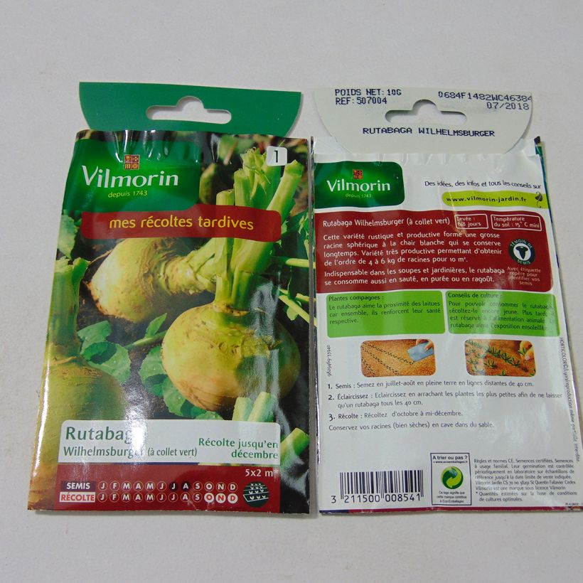 Exemplo de amostra de Rutabaga Wilhemsburger (à collet vert) - Vilmorin per pack of 3500 seeds (10g) tal como entregue