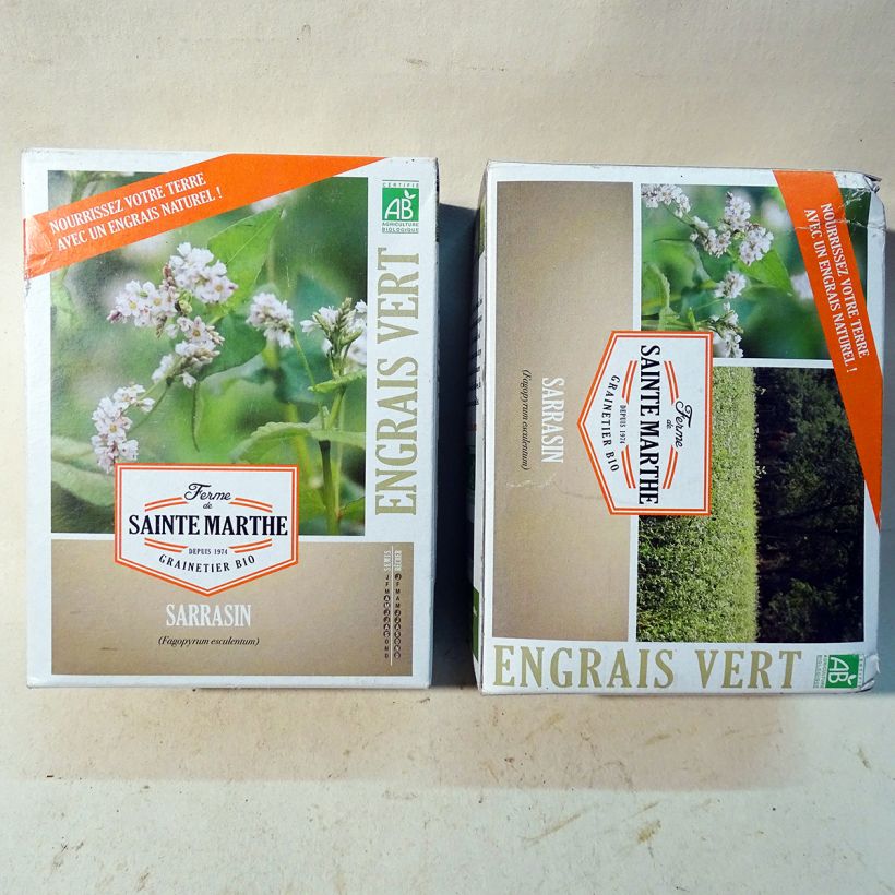 Exemplo de amostra de Sarrasin esculentum Bio - Engrais vert - Ferme de Sainte Marthe die Tüte mit Samen von 400 Gramm tal como entregue