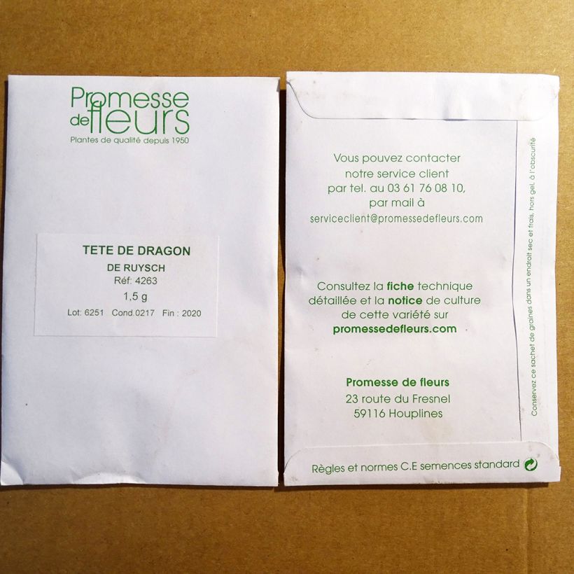 Exemplo de amostra de Tête-de-dragon - Dracocephalum moldavicum per pack of 700 seeds (1,5g) tal como entregue