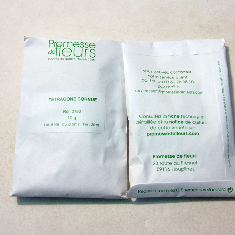 Exemplo de amostra de Tétragone Cornue - Tetragonia tetragonoides o saco de 120 sementes aproximadamente (8g) tal como entregue