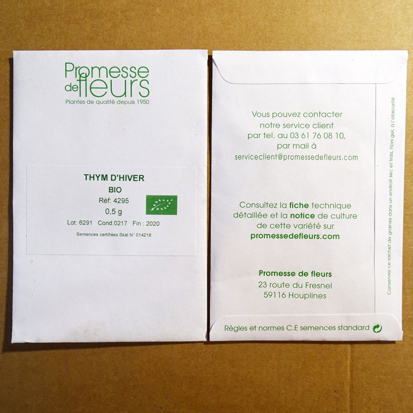 Exemplo de amostra de Thym d'hiver Bio - Thymus vulgaris o saco de 2500 sementes aproximadamente (0,5g) tal como entregue
