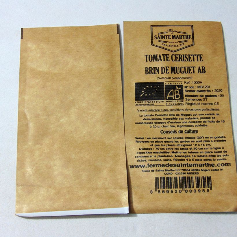 Exemplo de amostra de Tomate Cerisette Brin de Muguet Bio - Ferme de Sainte Marthe per pack of 50 seeds tal como entregue