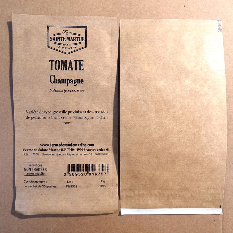 Exemplo de amostra de Tomate Bulle NT - Ferme de Sainte Marthe die Tüte mit 50 Samen tal como entregue